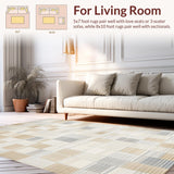 Ultra Soft Area Rug, Non Slip, Stain Resistant, Washable Area Rugs for Living Room, Bedroom, Stylish Modern Linear Textural Elements(Beige)