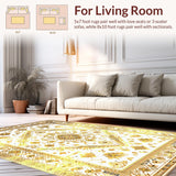 Ultra Soft Area Rug, Non Slip, Stain Resistant, Washable Area Rugs for Living Room, Bedroom, Artistic Lattice Composition(White)