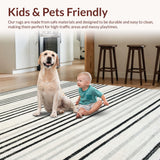 Ultra Soft Area Rug, Non Slip, Stain Resistant, Washable Area Rugs for Living Room, Bedroom, Contemporary Linear Design Area Rug(Black)
