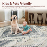 Ultra Soft Area Rug, Non Slip, Stain Resistant, Washable Area Rugs for Living Room, Bedroom, Rustic Vintage Ogee Motif(Gray)