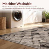 Ultra Soft Area Rug, Non Slip, Stain Resistant, Washable Area Rugs for Living Room, Bedroom, Contemporary Earthy Geometric Motif(Beige)