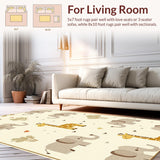 Ultra Soft Area Rug, Non Slip, Stain Resistant, Washable Area Rugs for Living Room, Bedroom, Whimsical Springtime Animal Patterns(Beige)