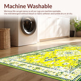 Ultra Soft Area Rug, Non Slip, Stain Resistant, Washable Area Rugs for Living Room, Bedroom, Playful Soft Toned Medallion Style(Yellow)