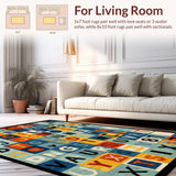 Ultra Soft Area Rug, Non Slip, Stain Resistant, Washable Area Rugs for Living Room, Bedroom, Chic Playful Alphabetic Motif(Orange)