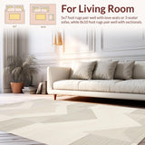 Ultra Soft Area Rug, Non Slip, Stain Resistant, Washable Area Rugs for Living Room, Bedroom, Trendy Smooth Tiled Composition(Beige)