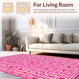Ultra Soft Area Rug, Non Slip, Stain Resistant, Washable Area Rugs for Living Room, Bedroom, Eclectic Heart-Shaped Living Accessory(Pink)