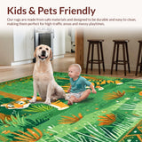 Ultra Soft Area Rug, Non Slip, Stain Resistant, Washable Area Rugs for Living Room, Bedroom, Whimsical Vintage Animal Illustration(Green)