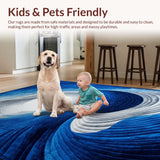 Ultra Soft Area Rug, Non Slip, Stain Resistant, Washable Area Rugs for Living Room, Bedroom, Vibrant Abstract 3D Illusion(Blue)