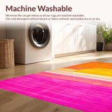 Ultra Soft Area Rug, Non Slip, Stain Resistant, Washable Area Rugs for Living Room, Bedroom, Colorful Playful Circular Design(Orange)