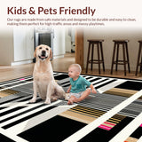 Ultra Soft Area Rug, Non Slip, Stain Resistant, Washable Area Rugs for Living Room, Bedroom, Sleek Abstract Zebra Textures(Black)