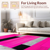 Ultra Soft Area Rug, Non Slip, Stain Resistant, Washable Area Rugs for Living Room, Bedroom, Eye-Catching Urban Geometric Vibe(Pink)