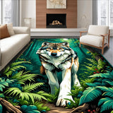 Ultra Soft Area Rug, Non Slip, Stain Resistant, Washable Area Rugs for Living Room, Bedroom, Energetic Green and Black Contrast(Gray)