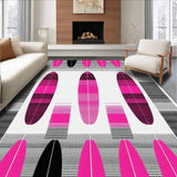 Ultra Soft Area Rug, Non Slip, Stain Resistant, Washable Area Rugs for Living Room, Bedroom, Contemporary Striped Coastal Accent(Pink)