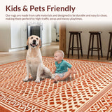 Ultra Soft Area Rug, Non Slip, Stain Resistant, Washable Area Rugs for Living Room, Bedroom, Artful Tiled Geometric Layout(Orange)