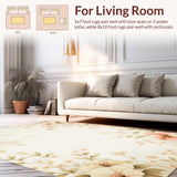Ultra Soft Area Rug, Non Slip, Stain Resistant, Washable Area Rugs for Living Room, Bedroom, Floral Serenity Beige Elegant Bath Non Slip Shower(Ivory)