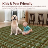 Ultra Soft Area Rug, Non Slip, Stain Resistant, Washable Area Rugs for Living Room, Bedroom, Chic Earthy Toned Tartan Pattern(Brown)