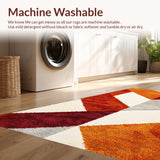 Ultra Soft Area Rug, Non Slip, Stain Resistant, Washable Area Rugs for Living Room, Bedroom, Rust Ivory Geometric Living Room Shag Rug(Orange)