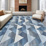 Ultra Soft Area Rug, Non Slip, Stain Resistant, Washable Area Rugs for Living Room, Bedroom, Contemporary Blue Grey Geometric Design(Blue)