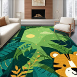 Ultra Soft Area Rug, Non Slip, Stain Resistant, Washable Area Rugs for Living Room, Bedroom, Colorful Animal Jungle Illustrations(Green)