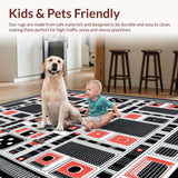 Ultra Soft Area Rug, Non Slip, Stain Resistant, Washable Area Rugs for Living Room, Bedroom, Striking Geometric Artful Arrangement(Black)