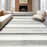 Ultra Soft Area Rug, Non Slip, Stain Resistant, Washable Area Rugs for Living Room, Bedroom, Contemporary Dual Tone Stripe Carpet with Modern Minimalist Layout(Black)