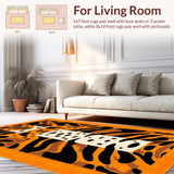 Ultra Soft Area Rug, Non Slip, Stain Resistant, Washable Area Rugs for Living Room, Bedroom, Exotic Striped Animal Motif(Orange)