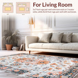 Ultra Soft Area Rug, Non Slip, Stain Resistant, Washable Area Rugs for Living Room, Bedroom, Rustic Earthy Toned Pattern(White)