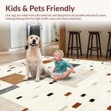 Ultra Soft Area Rug, Non Slip, Stain Resistant, Washable Area Rugs for Living Room, Bedroom, Elegant Off-White Animal Motif(Beige)