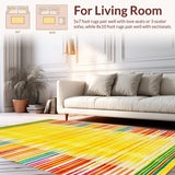 Ultra Soft Area Rug, Non Slip, Stain Resistant, Washable Area Rugs for Living Room, Bedroom, Charming Whimsical Rainbow Design(Yellow)