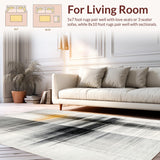 Ultra Soft Area Rug, Non Slip, Stain Resistant, Washable Area Rugs for Living Room, Bedroom, Noir Et Blanc: Striped Woven Rug, Classic Look(Gray)