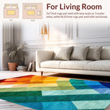 Ultra Soft Area Rug, Non Slip, Stain Resistant, Washable Area Rugs for Living Room, Bedroom, Contemporary Rainbow Dining Room Non-Slip Carpet(Red)