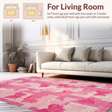 Ultra Soft Area Rug, Non Slip, Stain Resistant, Washable Area Rugs for Living Room, Bedroom, Whimsical Bow Rug, Playful Pink(Pink)