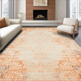 Ultra Soft Area Rug, Non Slip, Stain Resistant, Washable Area Rugs for Living Room, Bedroom, Rustic Charm Transitional Area with Distressed Botanical(Orange)