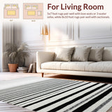 Ultra Soft Area Rug, Non Slip, Stain Resistant, Washable Area Rugs for Living Room, Bedroom, Bold Stripe Entryway Area Rug Black and White Patterned(Black)