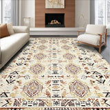 Ultra Soft Area Rug, Non Slip, Stain Resistant, Washable Area Rugs for Living Room, Bedroom, Artful Luxurious Floral Weave(Beige)
