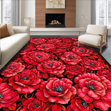 Ultra Soft Area Rug, Non Slip, Stain Resistant, Washable Area Rugs for Living Room, Bedroom, Chic Modern Rose Motif(Red)