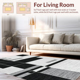 Ultra Soft Area Rug, Non Slip, Stain Resistant, Washable Area Rugs for Living Room, Bedroom, Washable Door Rug: Modern Linear Pattern Floor Decor(Black)