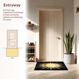 Ultra Soft Area Rug, Non Slip, Stain Resistant, Washable Area Rugs for Living Room, Bedroom, Elegant Yellow Abstract Art Motif(Gold)