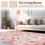 Ultra Soft Area Rug, Non Slip, Stain Resistant, Washable Area Rugs for Living Room, Bedroom, Contemporary Organic Shape Elements(Pink)