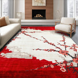 Ultra Soft Area Rug, Non Slip, Stain Resistant, Washable Area Rugs for Living Room, Bedroom, Rustic Multi-Colored Blossom Pattern(Red)