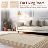 Ultra Soft Area Rug, Non Slip, Stain Resistant, Washable Area Rugs for Living Room, Bedroom, Luxe Textured Neutral Circle(Beige)