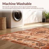 Ultra Soft Area Rug, Non Slip, Stain Resistant, Washable Area Rugs for Living Room, Bedroom, Elegant Tribal Geometric Arrangement(Orange)