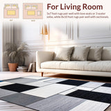 Ultra Soft Area Rug, Non Slip, Stain Resistant, Washable Area Rugs for Living Room, Bedroom, Vibrant Abstract Geometric Elements(Gray)