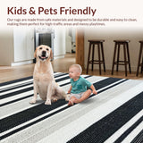 Ultra Soft Area Rug, Non Slip, Stain Resistant, Washable Area Rugs for Living Room, Bedroom, Contemporary Striped Rug, Versatile Geometric Art(Black)