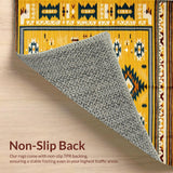 Ultra Soft Area Rug, Non Slip, Stain Resistant, Washable Area Rugs for Living Room, Bedroom, Rustic Earthy Aztec Motif(Yellow)