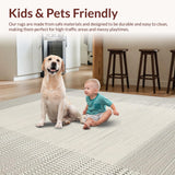 Ultra Soft Area Rug, Non Slip, Stain Resistant, Washable Area Rugs for Living Room, Bedroom, Serene Earthy Striped Elegance(Gray)