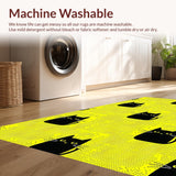 Ultra Soft Area Rug, Non Slip, Stain Resistant, Washable Area Rugs for Living Room, Bedroom, Lively Abstract Feline Composition(Yellow)