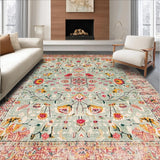 Ultra Soft Area Rug, Non Slip, Stain Resistant, Washable Area Rugs for Living Room, Bedroom, Chic Boho Nature-Inspired Design(Beige)