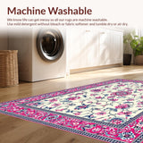 Ultra Soft Area Rug, Non Slip, Stain Resistant, Washable Area Rugs for Living Room, Bedroom, Vibrant Artful Floral Composition(White)