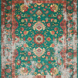 Ultra Soft Area Rug, Non Slip, Stain Resistant, Washable Area Rugs for Living Room, Bedroom, Rustic Floral Abstract Expression(Green)